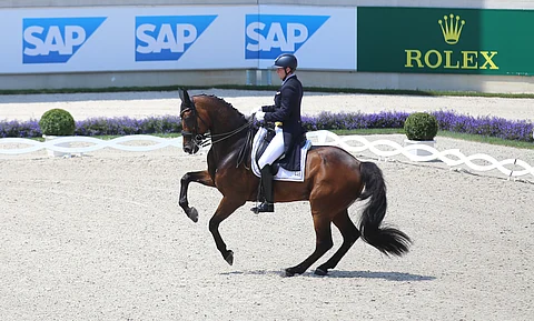 Piruetti. Kas näin se tehdään. Henri Ruoste ja Kontestro esiintyvät Aachenin helteessä.