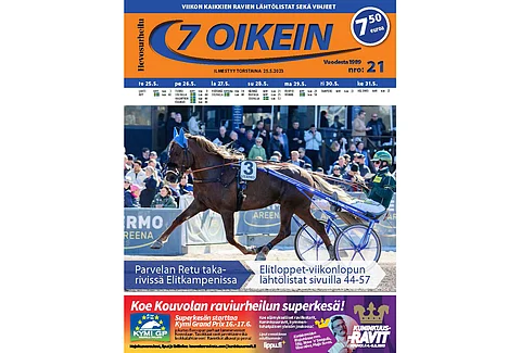 Torstaisin ilmestyvässä 7 oikein -lehdessä on käsiohjelmasivut kaikkiin manner-Suomen totoraveihin torstaista keskiviikkoon sekä pelilistat Ruotsin päivän pääpeliin torstaista maanantaihin. Tällä viikolla Elitloppet-viikonlopulle on perjantaille Toto65-kohteiden sekä lauantaille ja sunnuntaille kaikkien totolähtöjen käsiohjelmasivut.