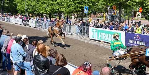 Franster pääsi irti kärryjen hajottua. Edellä menevät Mustamani ja Jukka Torvinen