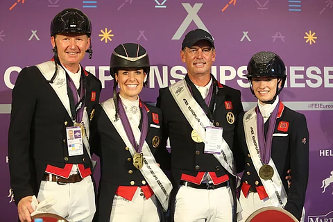 Britit. Gareth Hughes, Charlotte Dujardin, Carl Hester ja Charlotte Fry.
