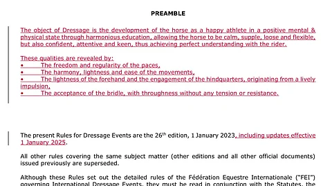FEI:n vuoden 2025 sääntöihin lisätty kappale on hyvin selkeä.