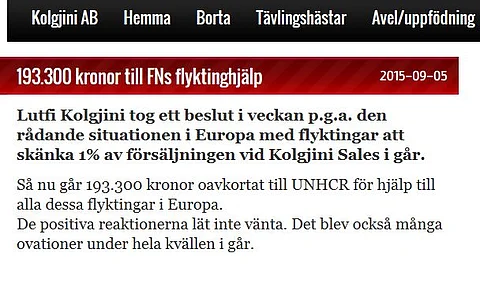 Lutfi Kolgjinin kotisivuilla uutisoitiin lahjoituksesta.