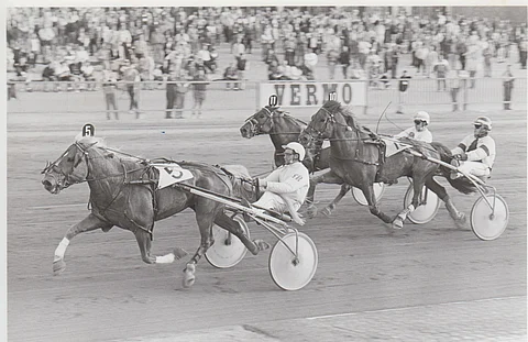 Vermossa 5.5.1993 tuli yksi Poika-Vinkauksen uran 54 voitosta. Terho Rautiainen ajoi. Molari/Pertti Semi (10) ja Tinuri/Lars-Erik Stenberg (11) ottivat muut totosijat. Kuva HU:n arkisto.