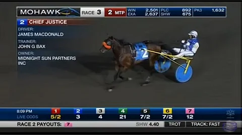 Chief Justice kilpaili Mohawkissa James A MacDonaldin ajamana torstaina. Kuva Mohawk live stream