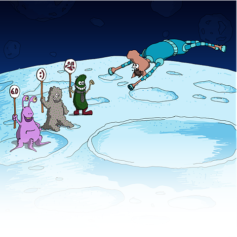 Kuviokellunta kuin toiselta planeetalta. Kuvitusta kirjasta Ferro S – Hevonen joka hyppäsi Kuusta, kirjoittajana Pauliina Swindells, kuvittajana hänen ystävänsä, taiteilija Laura Dansone.