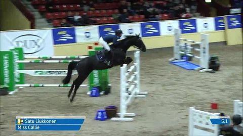 Satu Likkonen kilpaili viikko sitten ATG-luokassa tamma Miss Calliella ja sijoittui luokassaan kolmanneksi. Kuva ATG live stream