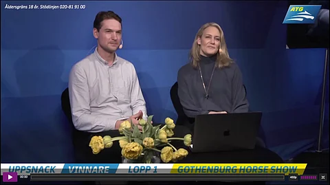 Ruotsalaisella peliyhtiö ATG:lla on omat kisastudiot ja lähetykset viikonlopun Göteborg Horse Showsta. Kuva: ATG Live Stream
