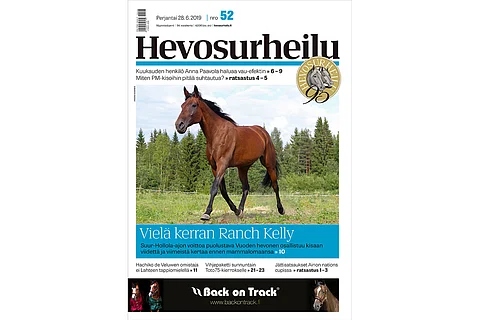 Ranch Kelly kilpailee lauantaina Suur-Hollola-ajon välierässä. Kannen kuva: Annika Nisonen.