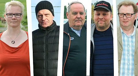 Hippoksen hallitukseen pyrkivät Anne Laitinen, Tuomo Ojanperä, Matti Rajaharju, Harri Voutilainen ja Juha Wikman. Kuvat: Juha Erola, Jarno Unkuri, Stiina Ikonen, Pinja Kyöstilä.