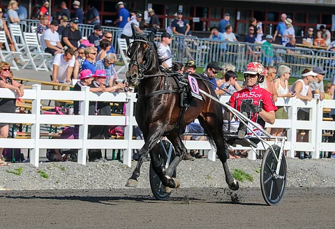 Kuvassa Johan Untersteinerin ohjastama Missle Hill sai viimeisen paikan Seinäjoki Raceen.