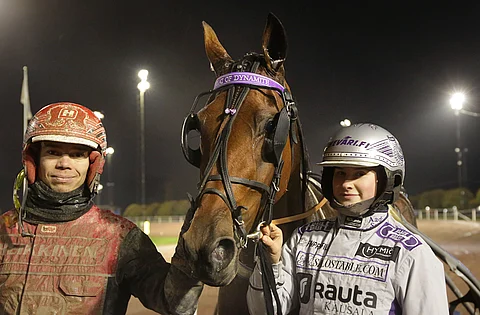 Ohjastaja Santtu Raitala ja Heat Of Dynamiten hoitaja Aada Salo kuvassa.