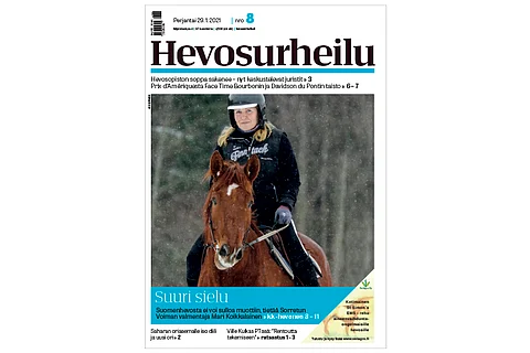 Sorretun Voima esitellään Kuukauden hevosena. Kannen kuva: Anu Leppänen