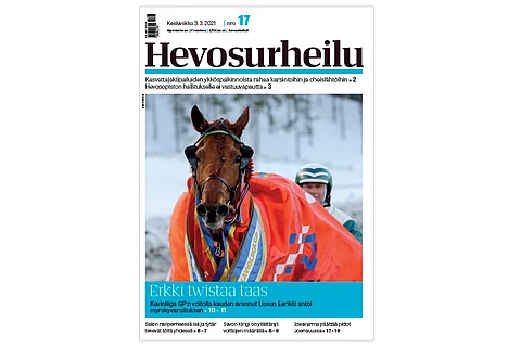 Kannen kuvassa Kavioliiga GP:n voittaja Lissun Eerikki. Kuva: Anu Leppänen.