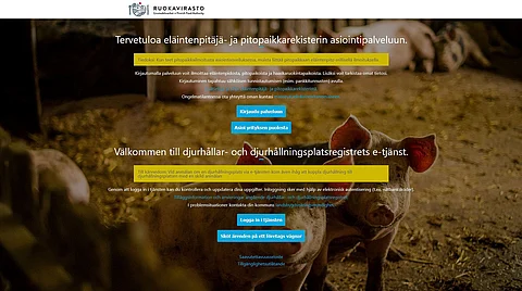 Pitopaikkailmoituksen voi taas tehdä verkossa. Kuvakaappaus sovelluksen etusivulta.