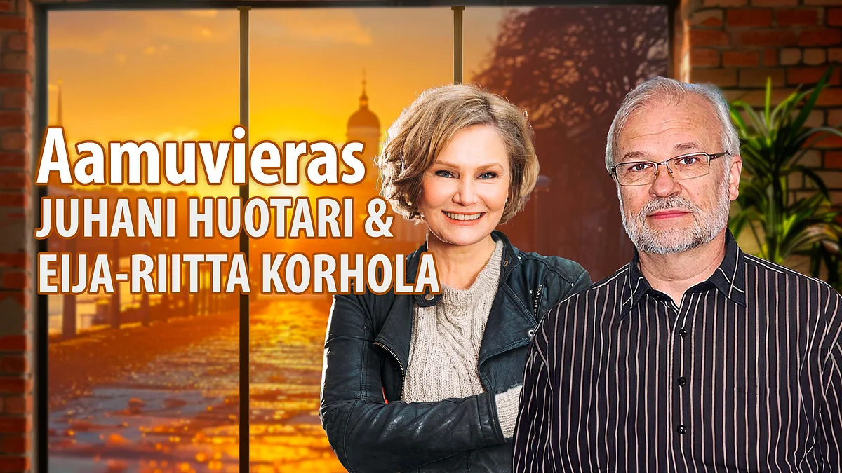 Aamuvieras-podcastissa Juhani Huotari Eija-Riitta Korhola.